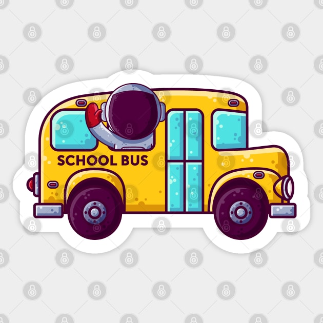 Cute Astronaut School Bus Cartoon Sticker by Ardhsells